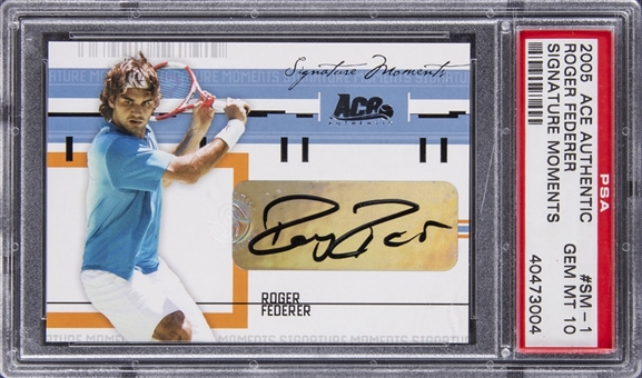 2005 Ace Authentic "Signature Moments" Roger Federer Signed Card (#15/50) - PSA GEM MT 10